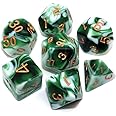 CREEBUY Polyhedral DND Dice Set Green White RPG Dice for Dungeon and Dragons D&D Pathfinder MTG Role Playing Games 7-Die Dice