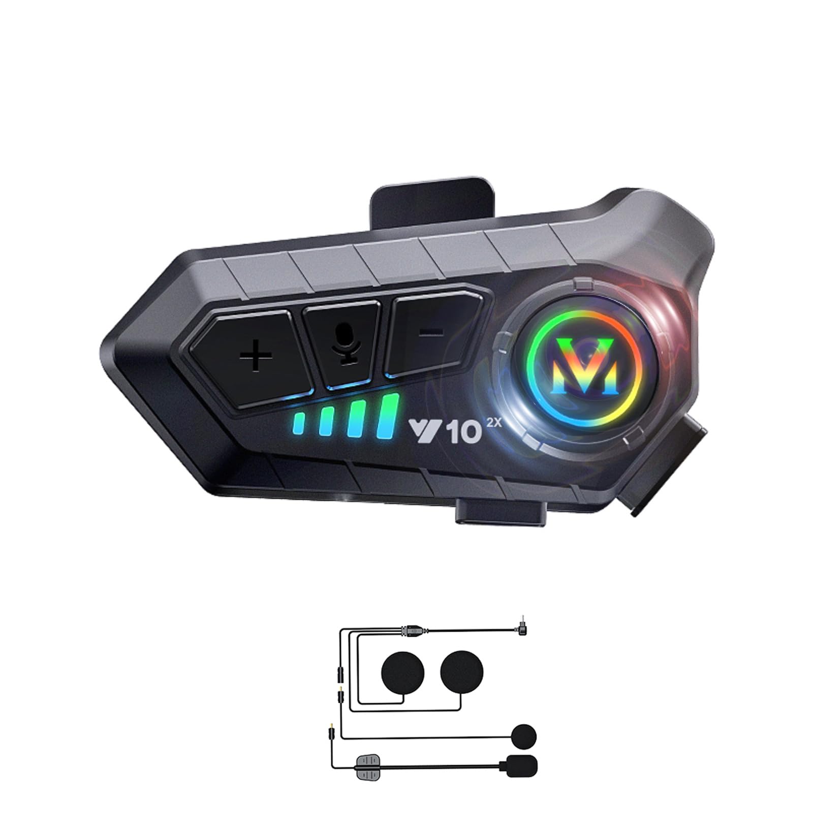 Motorcycle Intercom Helmet Bluetooth 5.3 Headset With Mic Motorcycle IPX6 Waterproof Headphones Wireless Noise Cancelling Earphones Motorbike Communication System Headphones Bluetooth Helmet Speakers