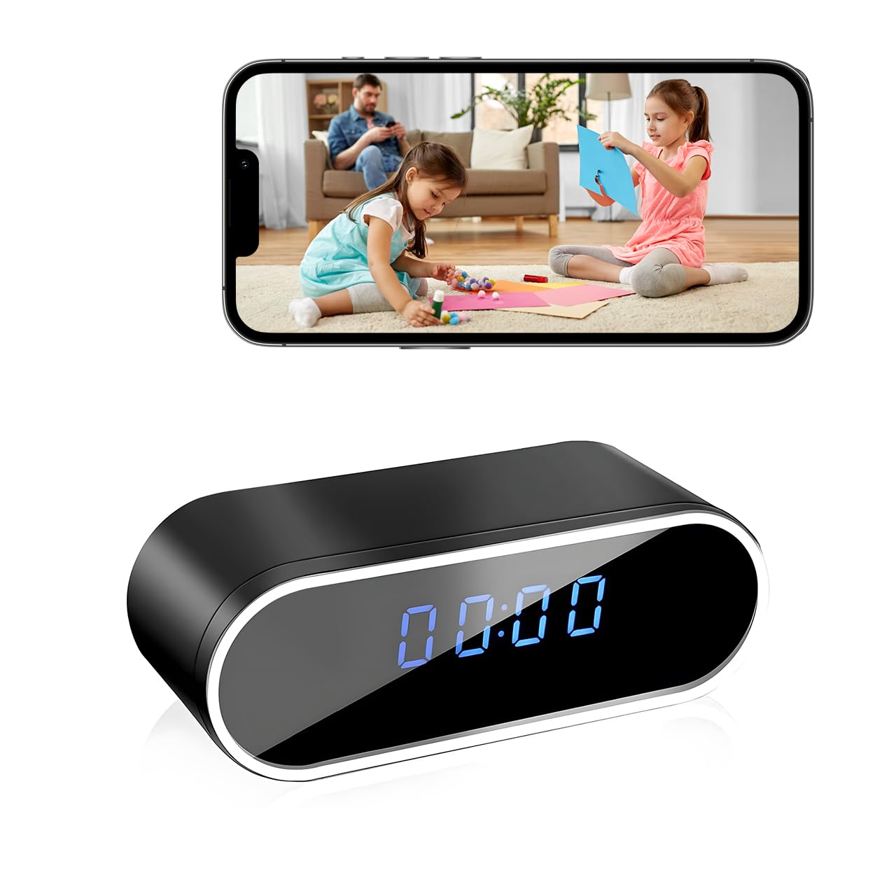 Photo 1 of NJINALW Smart Clock Camera, WiFi HD 1080P Wireless Mini Camera with Night Vision, Motion Detection, and Remote Viewing, Nanny Cam for Baby/Elder/Pet Care, Home Indoor Security