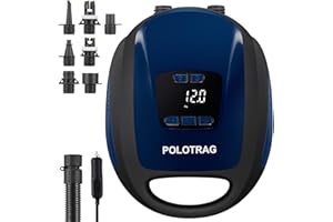 Polotrag Paddle Board Pump, SUP Electric Pump, Professional 20 PSI Portable Air Compressor with Auto-Off, Deflation Function and 12V DC Car Cigarette Lighter for Inflatables, Kayaks and Boats