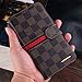 RAYTOP® Samsung Galaxy Note 3 Cases Wallet for Men with Kickstand Card Pockets Wristlet Magnet Brown Checker Plaid Patterned Striped Classic Classy Decent Luxury Designer Business Style High Quality