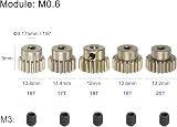 sourcing map M0.6 Pinion Gear Set 3.175mm 1/8" Shaft 16-20T Aluminum RC Car view 2