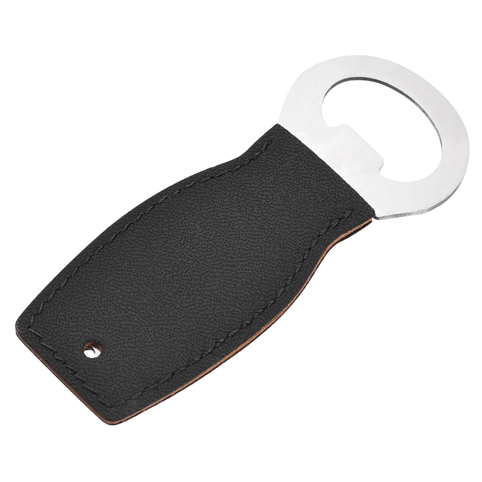 uxcell Bottle Opener, 1pcs 4" - Stainless Steel Beer Bottle Opener with Leather Handle, Bartender Flat Beer Opener for Bar, Kitchen, Restaurant (Black)
