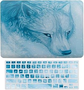 Laptop Screen Case for MacBook Air 13 & New Pro 13 Touch, Winter Frost Wolf Keyboard Cover Screen Protector Shell Set