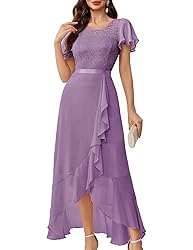 BeryLove Prom Dresses for Women Wedding Guest Ruffe