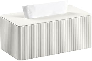 MEIBOOCH Tissue Box Cover Stylish PU Leather Rectangular Tissue Box Holder with Magnetic Bottom Cover for Bathroom Bedroom or