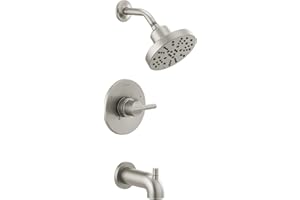Delta Nicoli 14 Series H2Okinetic Bathtub and Shower Faucet Set, Brushed Nickel Shower Head and Handle Set, Valve Trim Kit, Stainless 144749-SS (Valve Included)