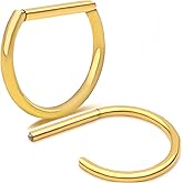 2PCS Titanium Steel D Shaped Nipple Rings 14G for Nipple Piercing Jewelry, Higned Segment Clicker Ring 12 mm Hoops Nipple Bars for Women Men