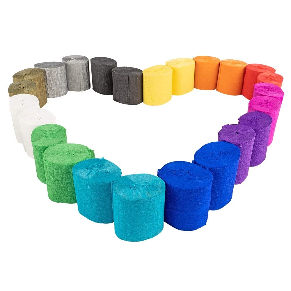 Ideen mit Herz 24 Rolls Crepe Paper, 12 Colors, 5 cm Wide, 10 m Per Roll, 17 g/m², Craft Paper