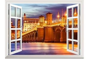 wall26 Removable Wall Sticker/Wall Mural - St. Augustine, Florida, USA City Skyline and Bridge of Lions. | Creative Window View Home Decor/Wall Decor - 24"x32"