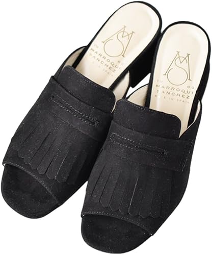 Amazon マルキサンチェス シューキルト付き山羊革スエードサンダル 39 約24 5cm ブラック Col Negro 9736 39 Ante Negro ファッションサンダル