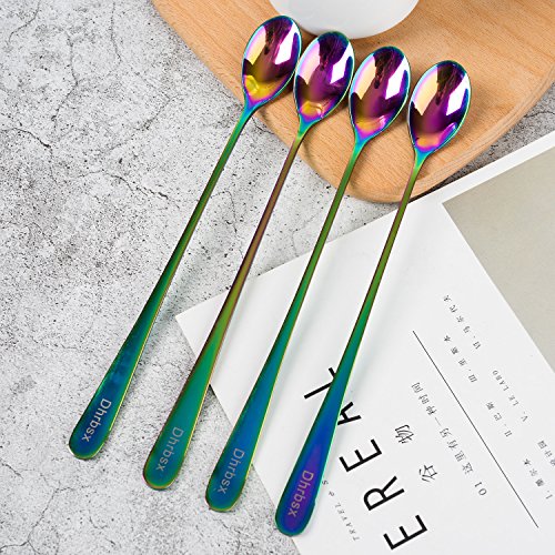 image for Dhrbsx Long-handled ice tea spoon, cocktail stir spoons, stainless ste