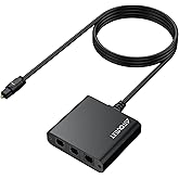 AUTOUTLET 3-Way SPDIF Toslink Optical Digital Audio Splitter, 1 Male Input to 3 Female Outputs, 1m Optical Cable, Supports LPCM 2.0/DTS/Dolby-AC3, for Home Theater, PS4, Xbox, Soundbars