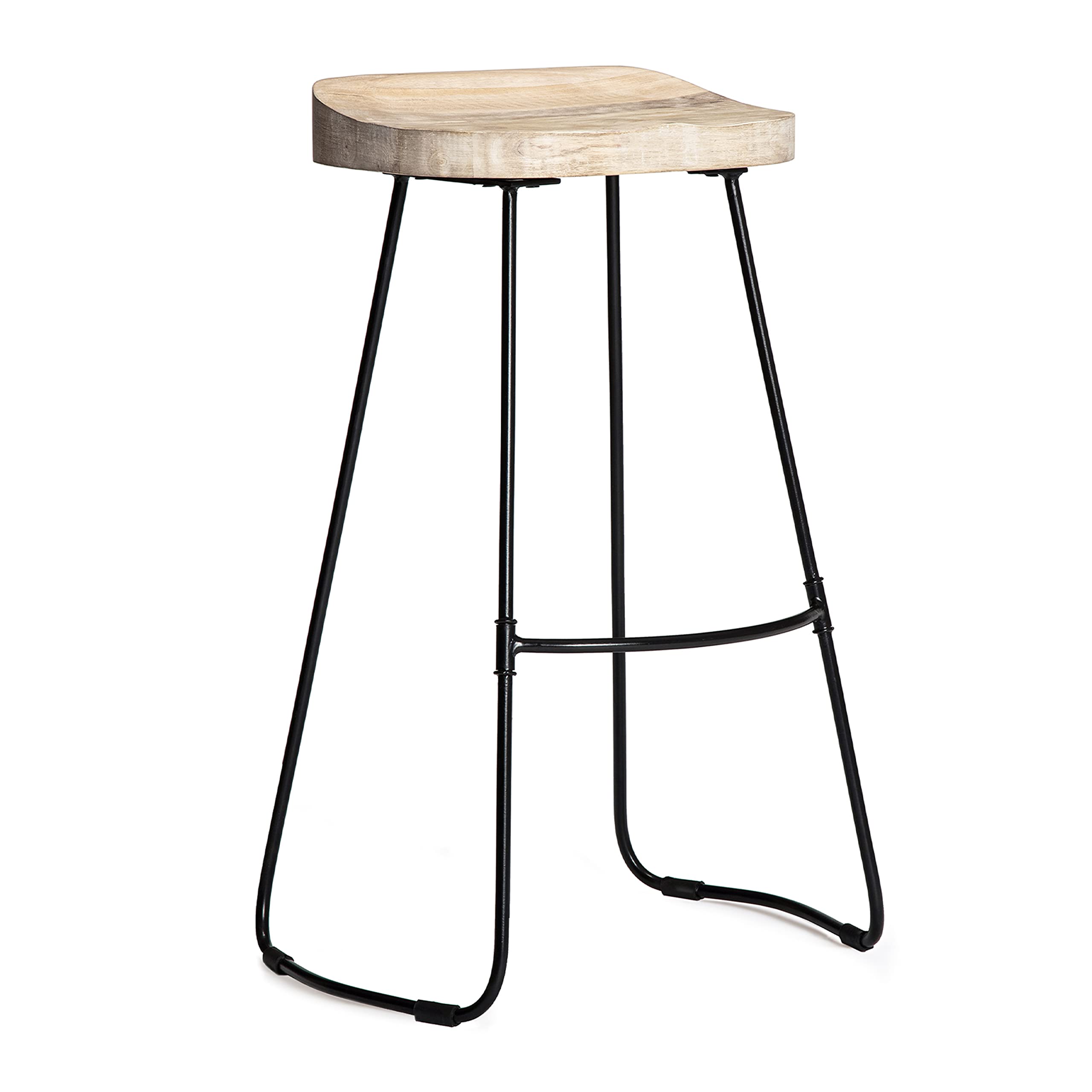 Photo 1 of MH London White Bar Stool - Exclusively Designed Hand Crafted Barstools Solid Wood Counter Height Bar Stools - Contemporary Design for Backless Wooden Bar Chair for Kitchen Counter