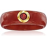 Ross-Simons Red Jade and .30 Carat Garnet Ring With 14kt Yellow Gold