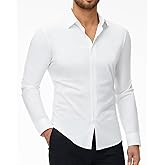 DEMEANOR Stretch Mens Dress Shirts Long Sleeve Slim Fit Dress Shirts for Men Button Down Dress Shirts Wrinkle Free