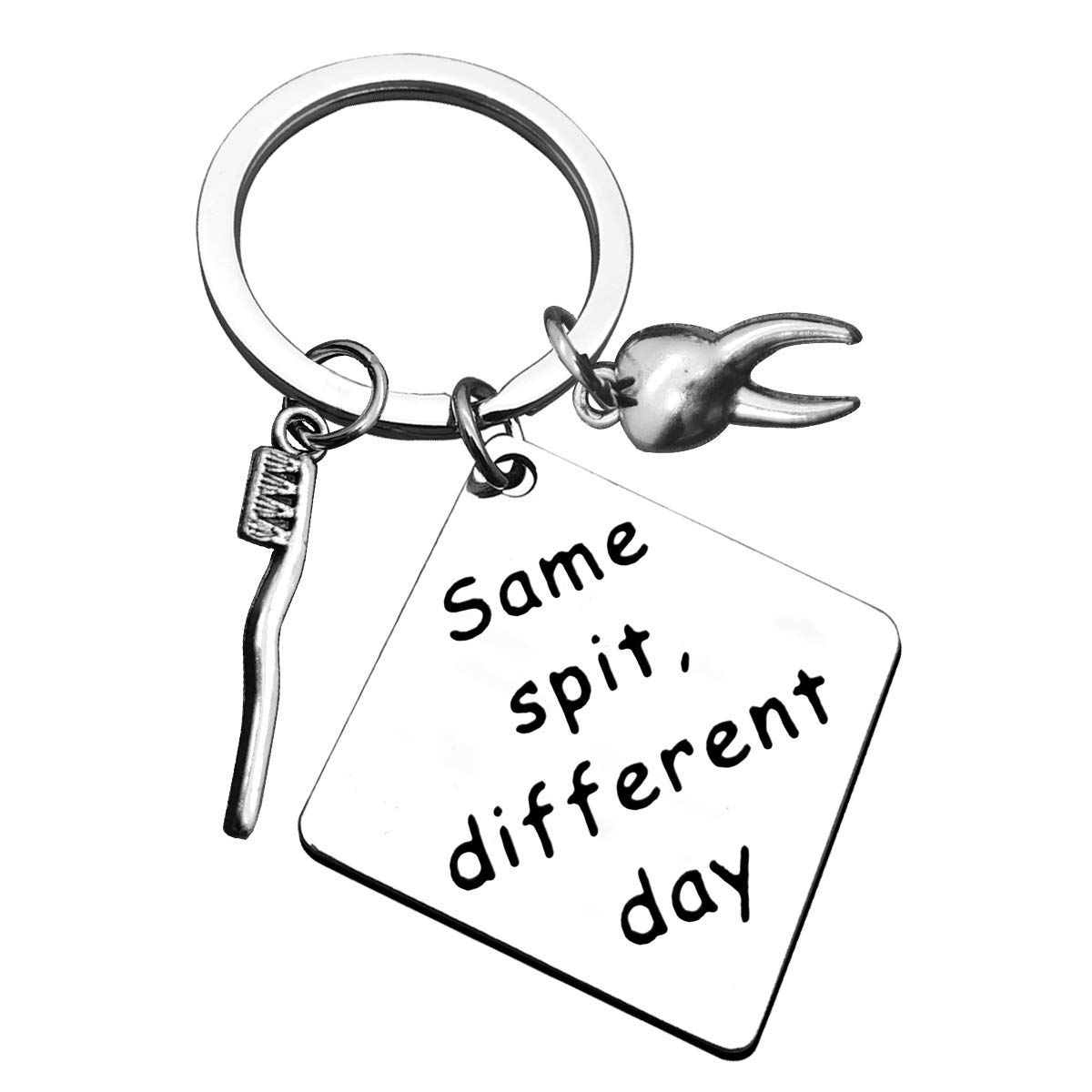 Baixian Funny Dentist Keyring Dental Hygienist Gift Dental Doctor Nurse Gifts Key Ring Same Spit Different Keyring Day Dentist Keychain Gifts Dentist Birthday Graduation Retirement Gift for Women Men