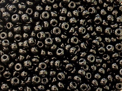 0.70oz (20gr) (Approx. 260 pcs.) 6/0 Preciosa Czech Glass Seed Beads Rocailles, Jet Black