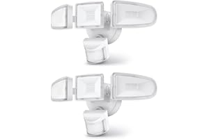 HGGH 2 Pack Flood Lights Outdoor, 3500LM Super Bright Security Lights Switch Controlled, 3 Adjustable Heads, IP65 Waterproof, 5700K Wall Mount Exterior LED Flood Light