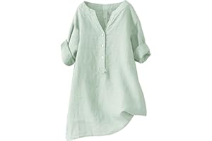 PIFAME Linen Shirt for Women Breathable Tops Loose Crewneck Tops Womens Daily t Shirts Summer Shirts for Women 2024