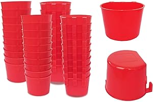 AMZSYLV Pack of 40 Cage Cups Birds Feeders Seed Bowl Chicken Feeding Watering Dish Rabbit Water Food Hanging Wire Cages Box 8 oz Coop Cups for Pet Parrot Parakeet Game Fowl Poultry Pigeon