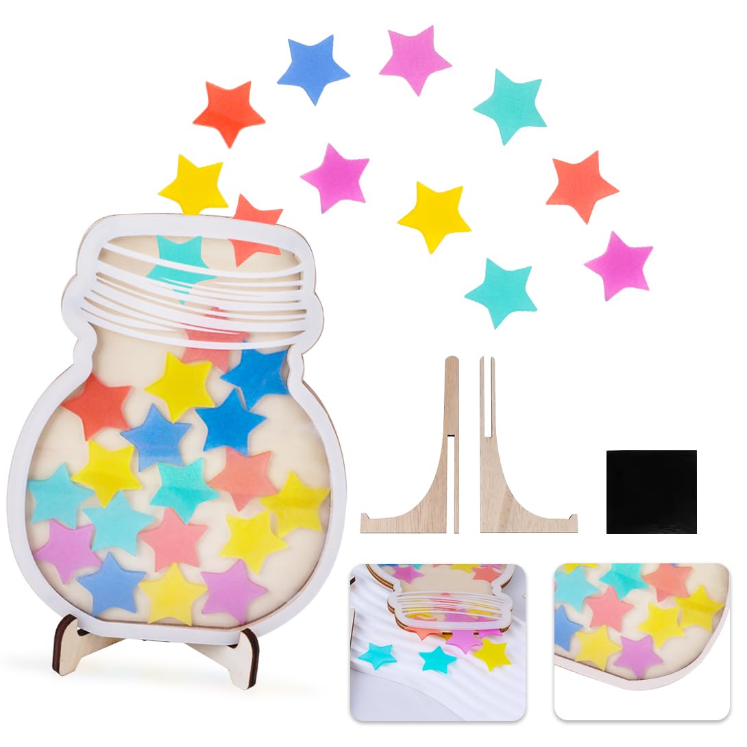 Reward Jar With Star Tokens, Classroom Reward Jar, Star Jar Reward System Motivate Good Behaviour Chart Incentive Jar Class Bulletin Board Responsibility Routine Management Tool (A)