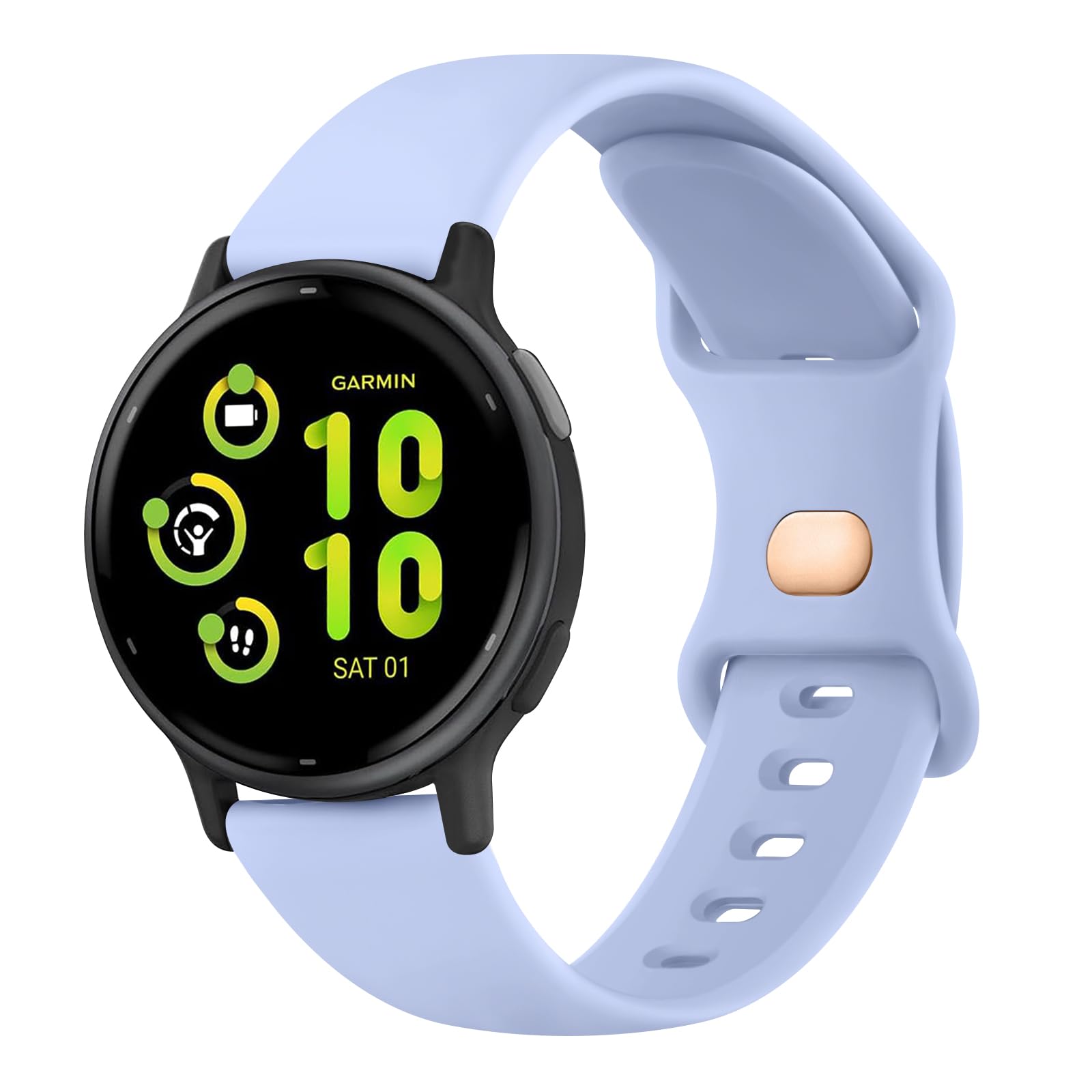 Mugust Watch Strap, 20mm Soft Silicone Replacement for Garmin Vivoactive 5/3/Music, Venu, Vivomove HR/Style/Luxe/Sport, Forerunner 645/245, Light Blue