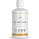 VTC VitaTradingCo. 100% Pure C8 MCT Oil | 3X Distilled Caprylic Acid | Healthy Fat for Clean Energy | Sustainably Sourced | Non-GMO, Paleo, Keto | 32oz, 64 Servings (Unflavored)