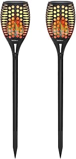 XZN Solar LED Gartenleuchten 2 Pack IP65 Wasserdicht, 96LEDs Solarlampen für Außen, Gartenfackel, Realistische Fackel Flammeneffekt, Geliefert 2 Stück Solar Leuchten