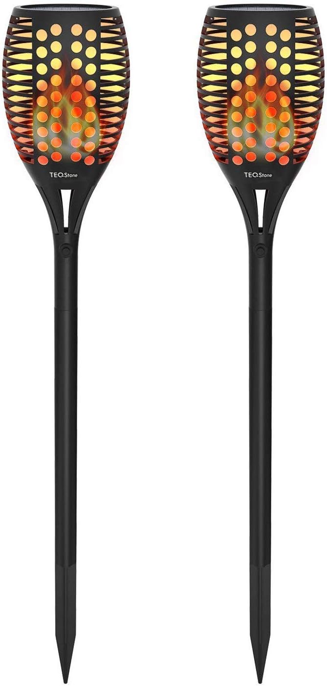 XZN Solar LED Gartenleuchten 2 Pack IP65 Wasserdicht, 96LEDs Solarlampen für Außen, Gartenfackel, Realistische Fackel Flammeneffekt, Geliefert 2 Stück Solar Leuchten