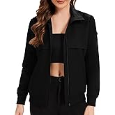 Tisfeer Scrub Jackets for Woman Zip Front Stand Collar Nurse Jacket Soft Long Sleeve Medical Scrub Coats with 2 Pockets