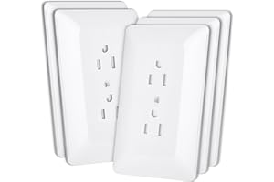 Bates Choice Duplex Wall Plate, 5 Pack, White, 1 inch, Plastic, Polished, Double, Toggle, Decorator