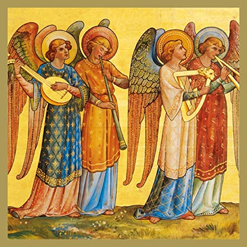 Museums & Galleries Pack of 5 Traditional Christmas Cards (MG-CMHX405) - From the Masterpieces Collection Angel Musicians - 5 Cards of 1 Design