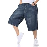 IDEALSANXUN Baggy Jean Shorts for Men Jorts Casual Loose Fit Long Denim Shorts
