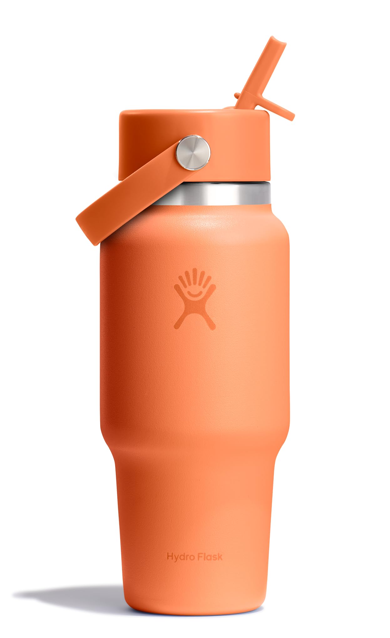 Hydro Flask Travel Water Bottle – Insulated Stainless Steel – Wide Straw Lid, Non Spill, Leakproof in 24 Oz Nectar Orange