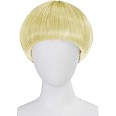 IMEYLE Short 613 Blonde Bob Wig with Bangs Mushroom Wigs for Men Women 60s 70s Bowl Cut Wigs Men Blond Bob for Cosplay Funny Wig for Party Outfit Anime for Halloween Costume+Hair Cap