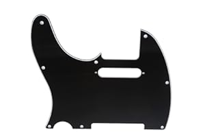 Musiclily Left Handed 8 Hole Guitar Tele Pickguard for American/Mexican Made Fender Telecaster Standard Modern Style, 3Ply Bl