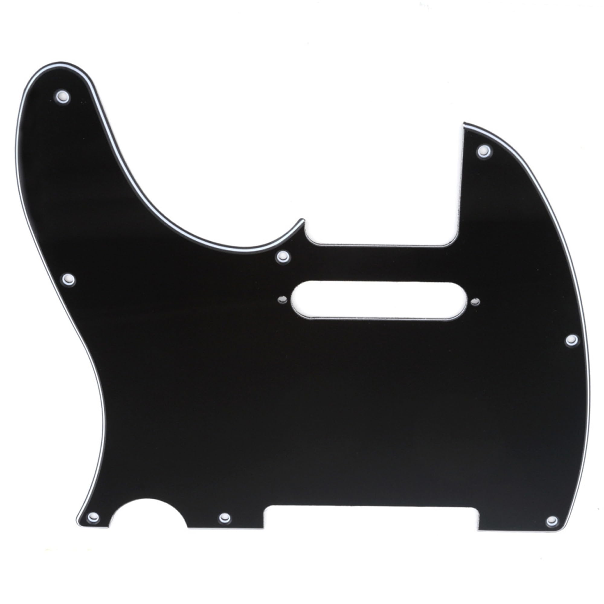 Musiclily Left Handed 8 Hole Guitar Tele Pickguard for American/Mexican Made Fender Telecaster Standard Modern Style, 3Ply Black