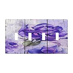 Spshian Light Switch Cover Purple Rose Flower
