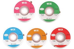 Desoldering Wick, 5PCS Solder Wick Copper Solder Removal Braid 1.0mm 1.5mm 2.0mm 2.5mm 3.0mm Low Residue No-Clean Electronic 