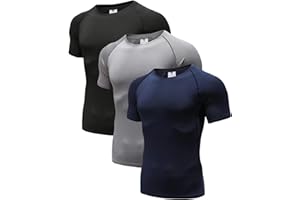 Holure Men's (Pack of 1 or 3 or 5) Cool Dry Compression Short/Long Sleeve Sports Baselayer T-Shirts Tops