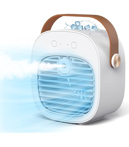 Condizionatore Portatile AirBreezeze Con Umidificatore E Luce Notturna - Raffreddamento Evaporativo, Per Stanze Fino A 25 M², Bianco