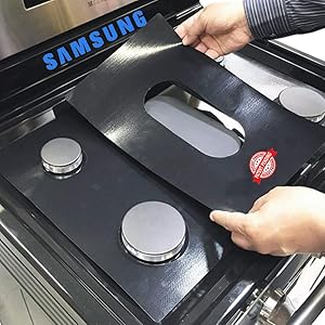 Samsung Stove Protector Liners - Stove Top Protector for Samsung Gas ranges - Customized - Easy Cleaning Stove Liners NX58M6630SS/AA