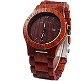 BEWELL ZS-W086B Wooden Watch Men Gifts Handmade Date Display Quartz Movement Analog Lightweight Wood Wrist Watches