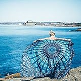 Popular Handicrafts Mandala Bohemian Psychedelic Intricate Floral Design Indian Bedspread Tapestry 54x84 Inches,(140cmsx215cms) Blue