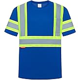 ProtectX High Visibility Short Sleeve Shirts Reflective Hi Vis Safety Shirts for Men and Women Shirts for Construction 1 Pack