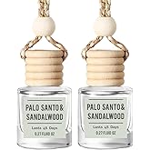 Palo Santo & Sandalwood (Santal) Hanging Car Air Freshener – Long Lasting Essential Oil Diffuser for Car, Closet, Bathroom – 2-Pack Natural Scent Deodorizer for men and women