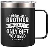SANDJEST 14oz Coffee Mugs with Handle for Brother- Insulated Coffee Mug Gifts for Brother from Sisters, Brothers, Congratulation, Birthday Gift Ideas