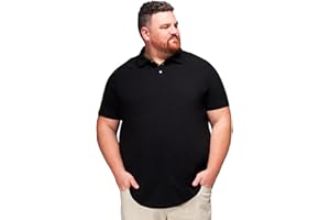 STRONGSIZE Mens Big & Tall Polo Shirt – Premium Stretch Cotton Polo for Men with Metal Snap Buttons