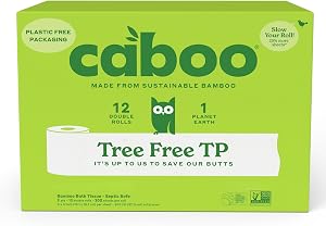 Caboo Tree Free Toilet Paper, Septic Safe Toilet Tissue, Plastic Free, Non Toxic, Chemical Free, 2 Ply Bathroom Toilet Paper 